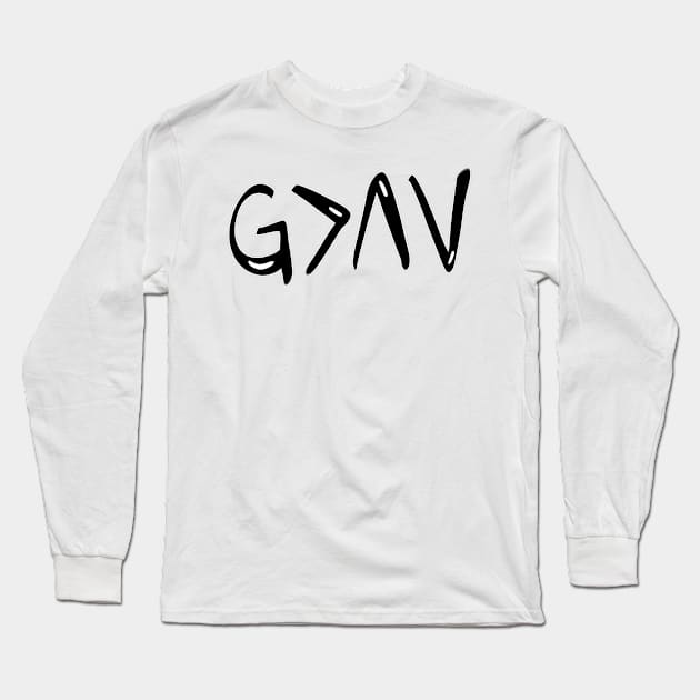 God is Greater Long Sleeve T-Shirt by BubbleFluff Co